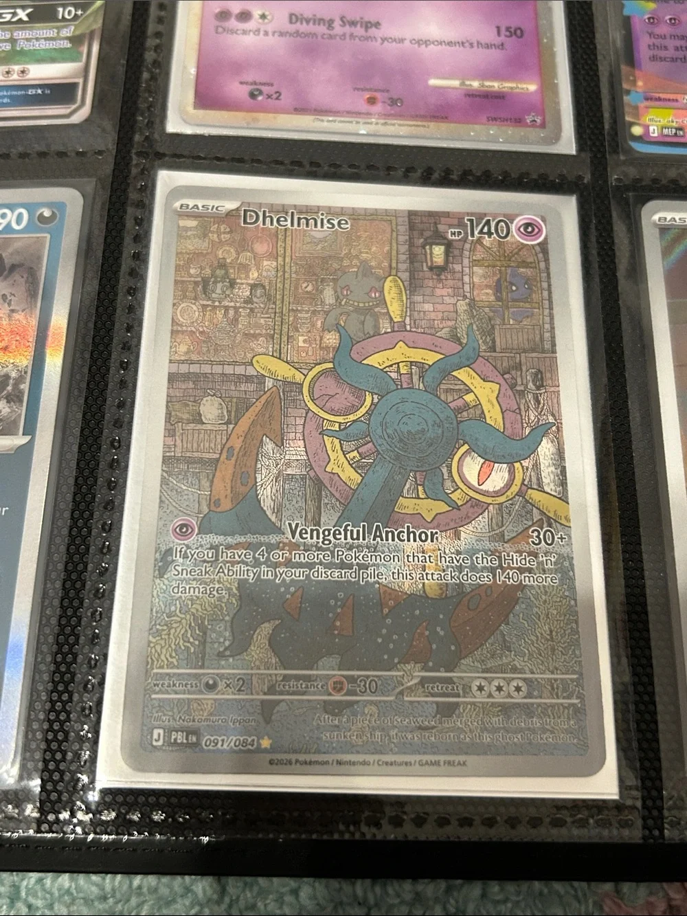 Pokemon Dhelmise Card - Blue, Yellow, Brown, Pink